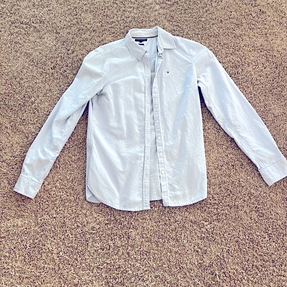 Tommy Hilfiger Medium Blue Botton Down Shirt, Classic Top